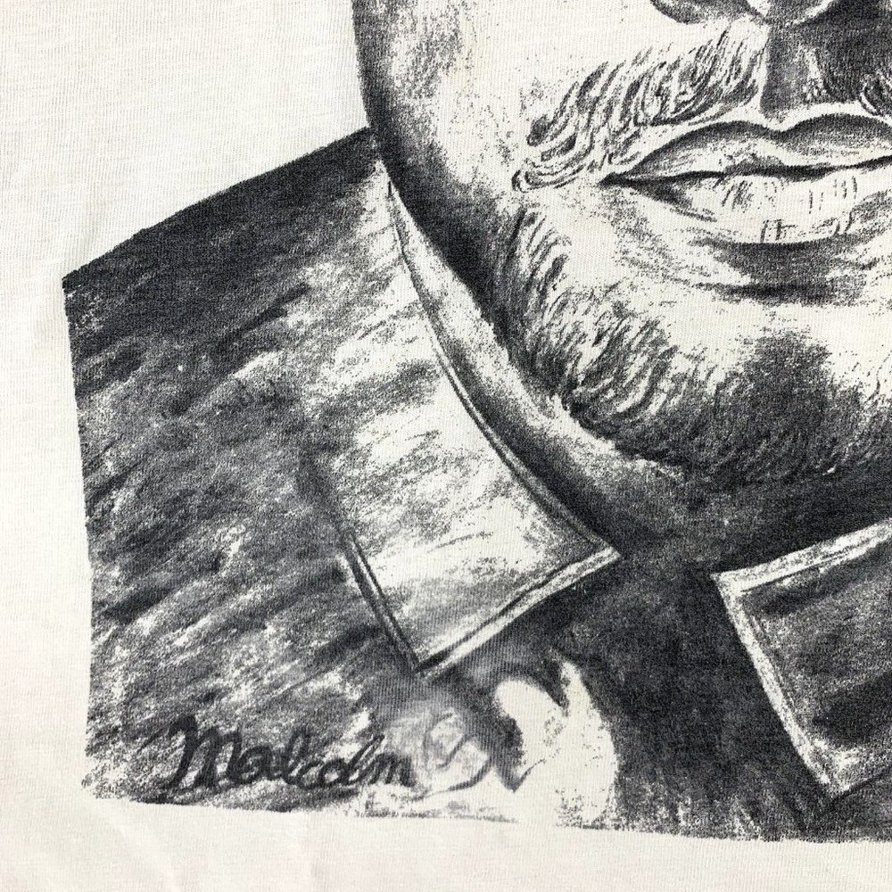 VTG 90s Malcolm X Big Face AOP Print Shirt Mens XL Hip Hop Black History Rap USA - Picture 4 of 13